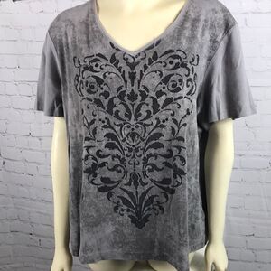 Nicole Miller 2X T-shirt Gray Cotton EUC Bling